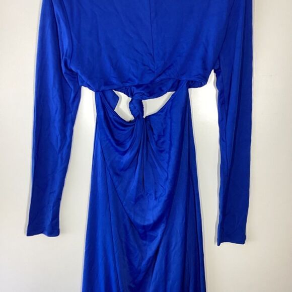 Farm Rio Blue Knotted Cut Out Maxi Dress Boho Tropical Vacation Resort Wear - Picture 12 of 17